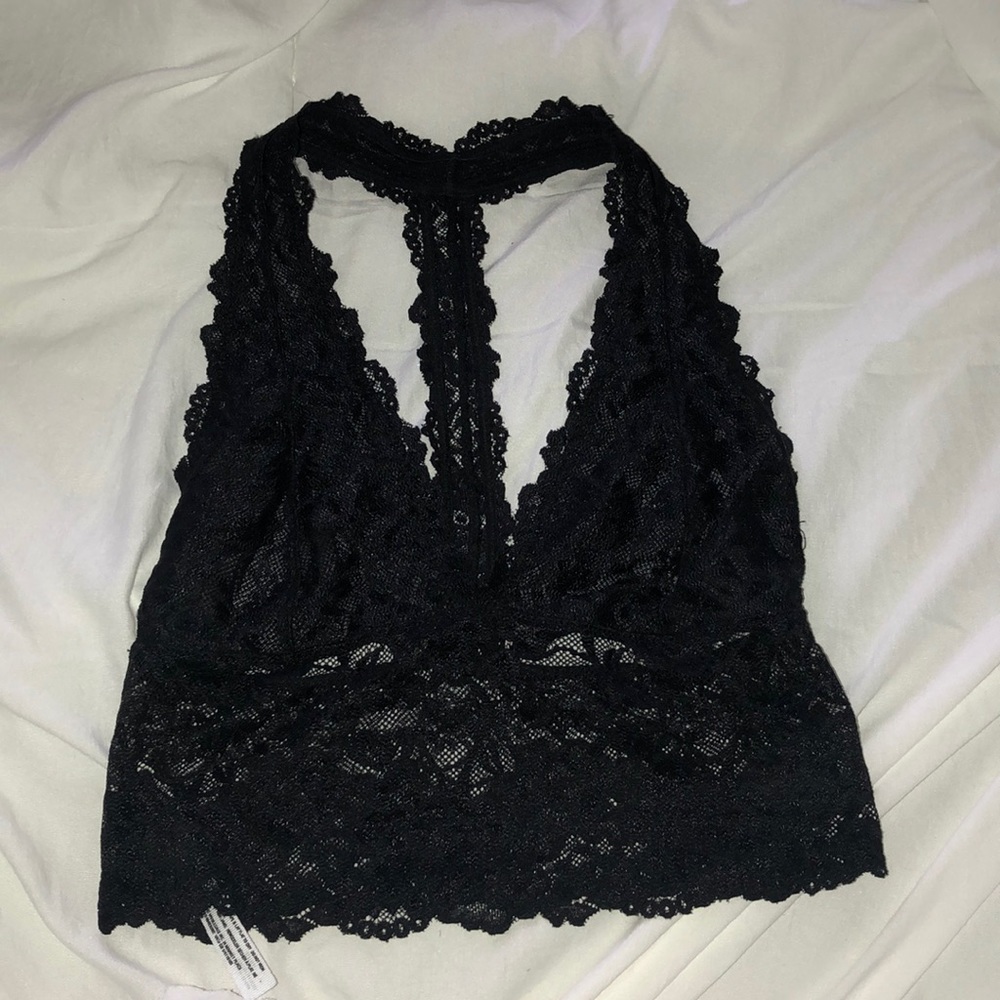 Intimately free people black T back bralette lace